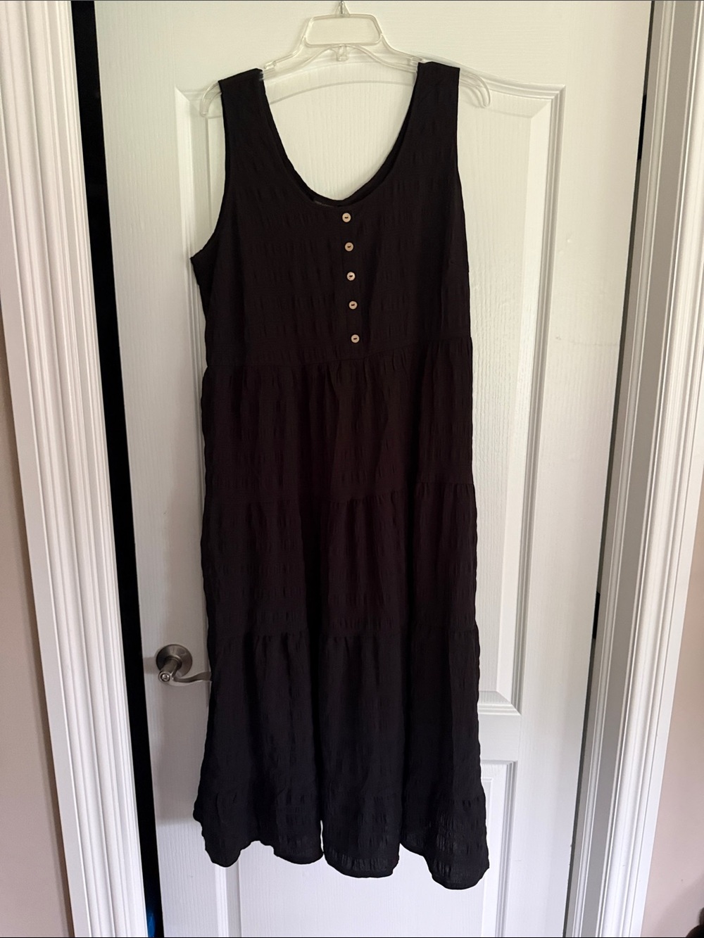 Coco + Carmen Black Sleeveless Tiered Maxi Dress with Button Front